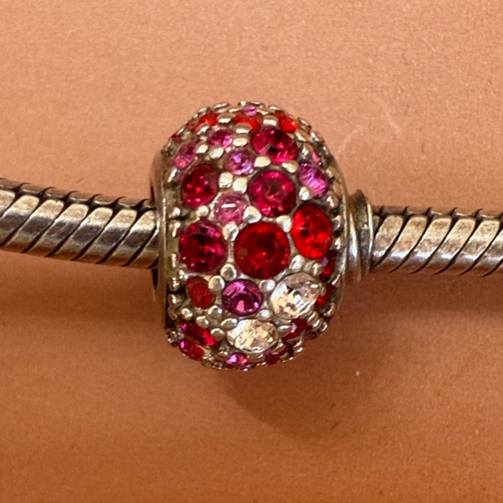 Chamilia Kalediscope 925 Sterling Silver Bead Charm Pink Red